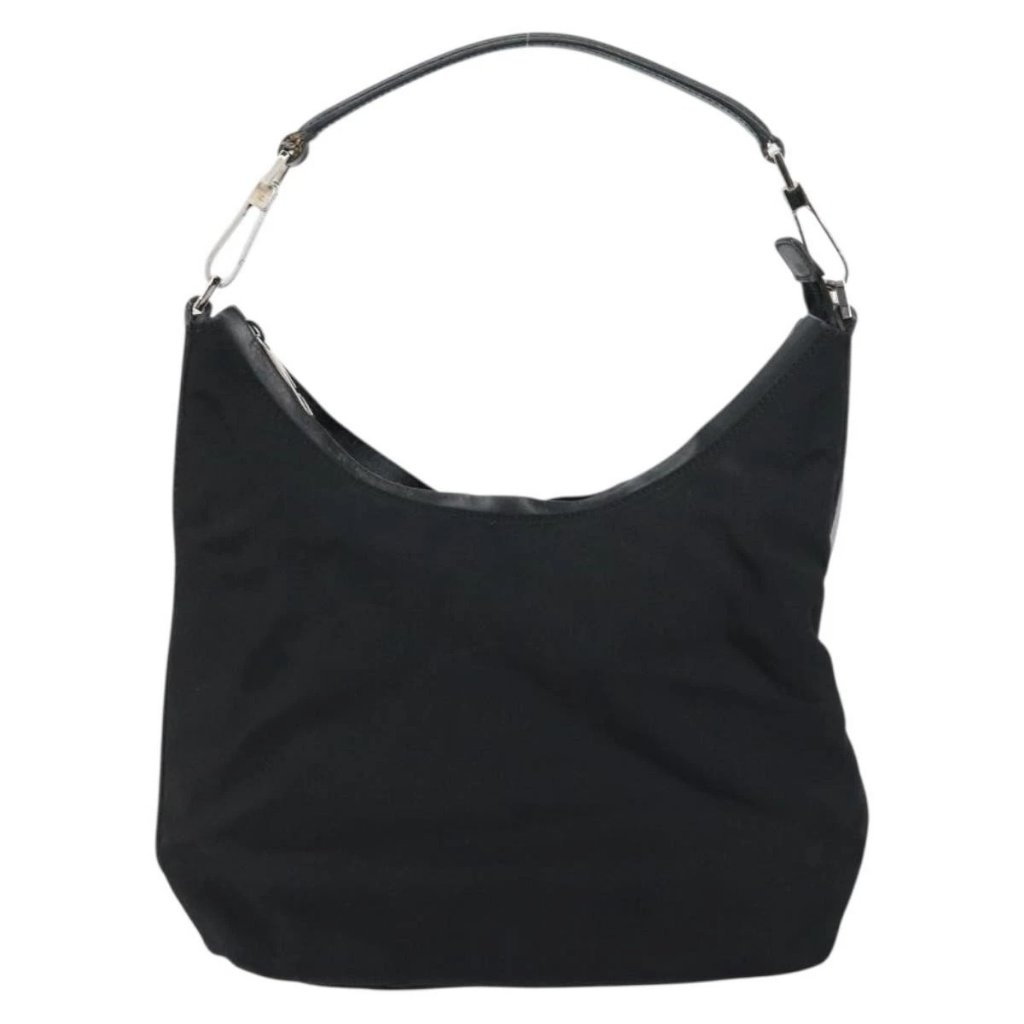 Gucci Hand Bag Nylon Enamel Black Silver 000 0602 3754 Auth Ep12353